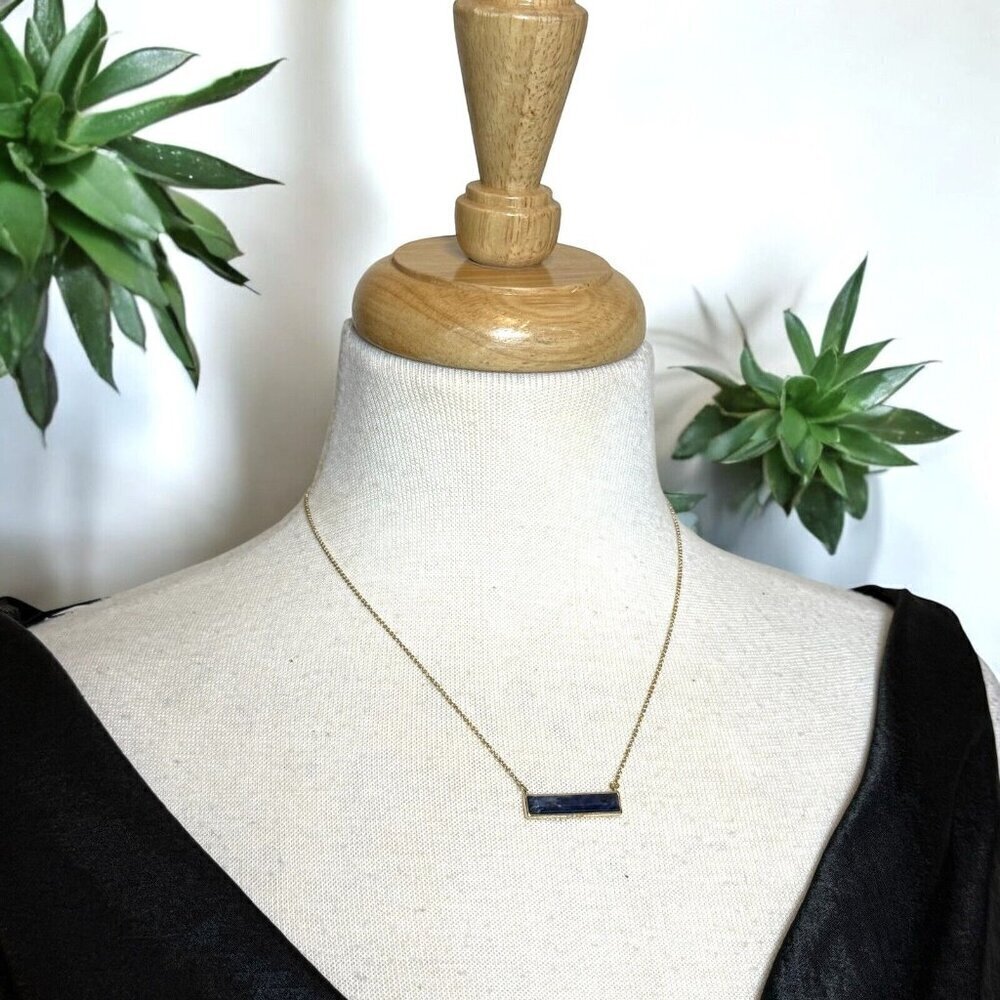 LA CN Lapis Bar Pendant Necklace 18 Inch